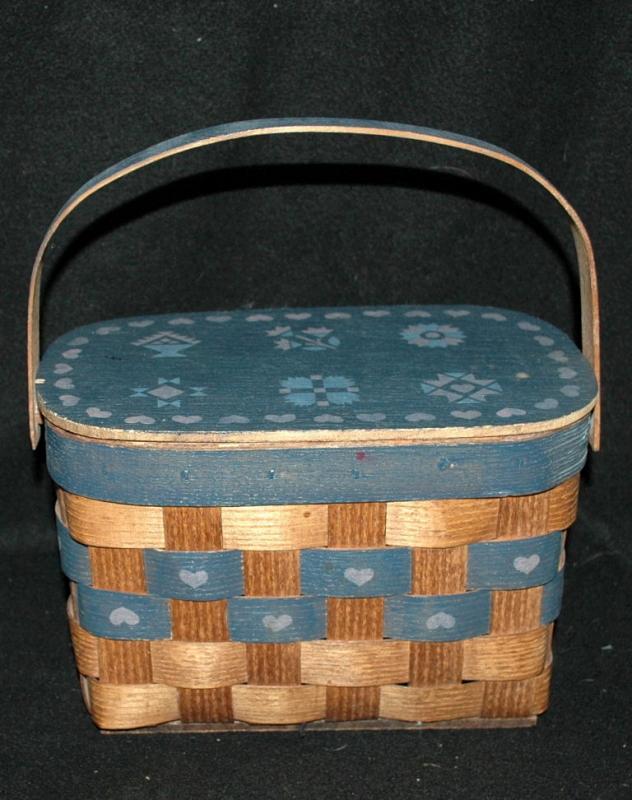 Vintage Hand Crafted Oak Carrying Basket with Lid and Handle from Bremerton WA