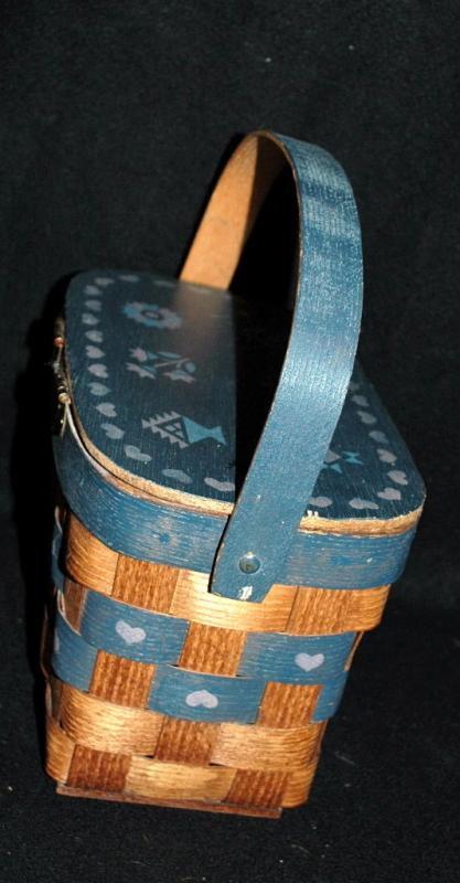 Vintage Hand Crafted Oak Carrying Basket with Lid and Handle from Bremerton WA