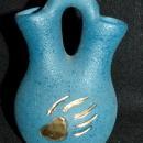 Vera Russell Originals 24K Gold Bear Paw Blue Wedding Vase Pottery