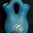 Vera Russell Originals 24K Gold Bear Paw Blue Wedding Vase Pottery