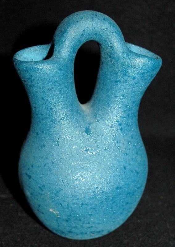 Vera Russell Originals 24K Gold Bear Paw Blue Wedding Vase Pottery