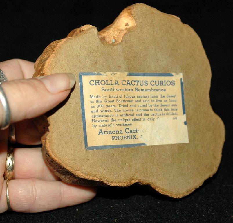 Vintage cholla cactus wood trinket dish souvenir gift of the Grand Canyon Arizona