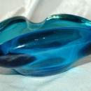 Heavy Blue Blown Glass Triangle Bowl or Ashtray Murano?