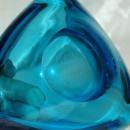 Heavy Blue Blown Glass Triangle Bowl or Ashtray Murano?