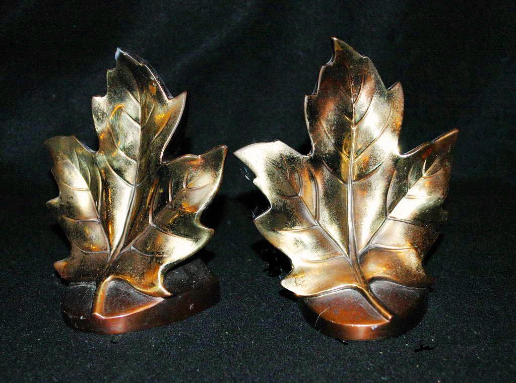 Spelter Metal Bookends Maple Leaves PMC 99B