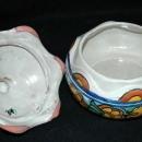 Very Old Talavera Lidded Bowl with Scalloped Edges Old Mexican Pottery