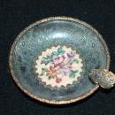 Beautiful Fine Needle Point and Tapestry Glass Lined Ashtray