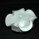 Murano Cased Glass White Bowl Lobed Ruffles