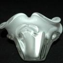Murano Cased Glass White Bowl Lobed Ruffles
