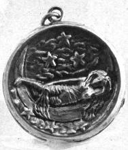 Antique Sterling Silver Locket with Reclining Lady on the Moon- European Hallmarked / Art Nouveau