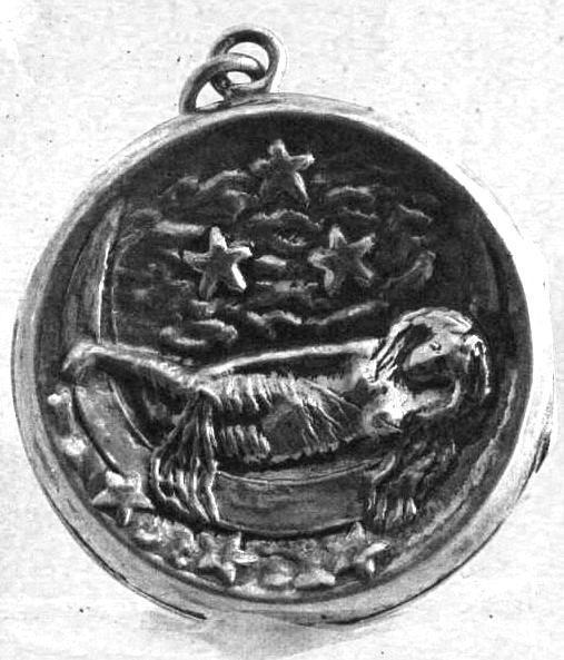 Antique Sterling Silver Locket with Reclining Lady on the Moon- European Hallmarked / Art Nouveau