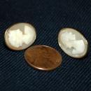 Large 14K Gold Carved Shell Cameo Earrings