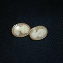 Large 14K Gold Carved Shell Cameo Earrings