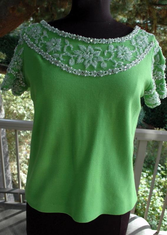 Vintage Heavily Beaded Wool Knit Top by Palio of Hong Kong