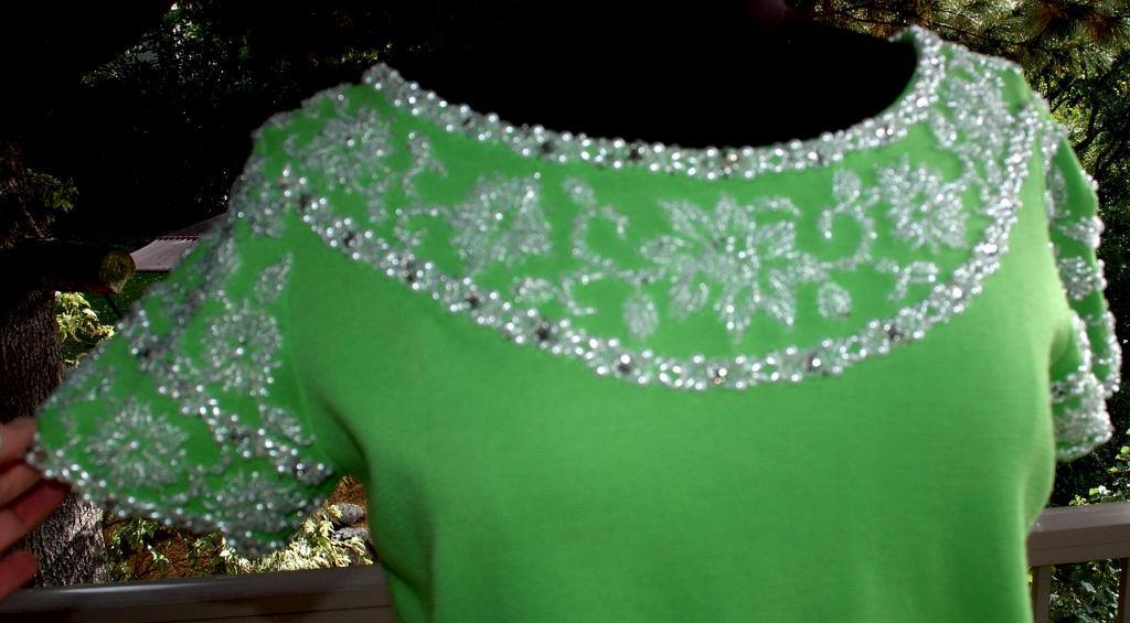 Vintage Heavily Beaded Wool Knit Top by Palio of Hong Kong