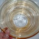 Blown Glass Serving or Fruit Bowl Peach - Amber glass with Rings
