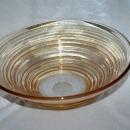 Blown Glass Serving or Fruit Bowl Peach - Amber glass with Rings