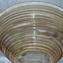Blown Glass Serving or Fruit Bowl Peach - Amber glass with Rings