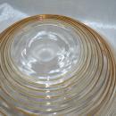 Blown Glass Serving or Fruit Bowl Peach - Amber glass with Rings