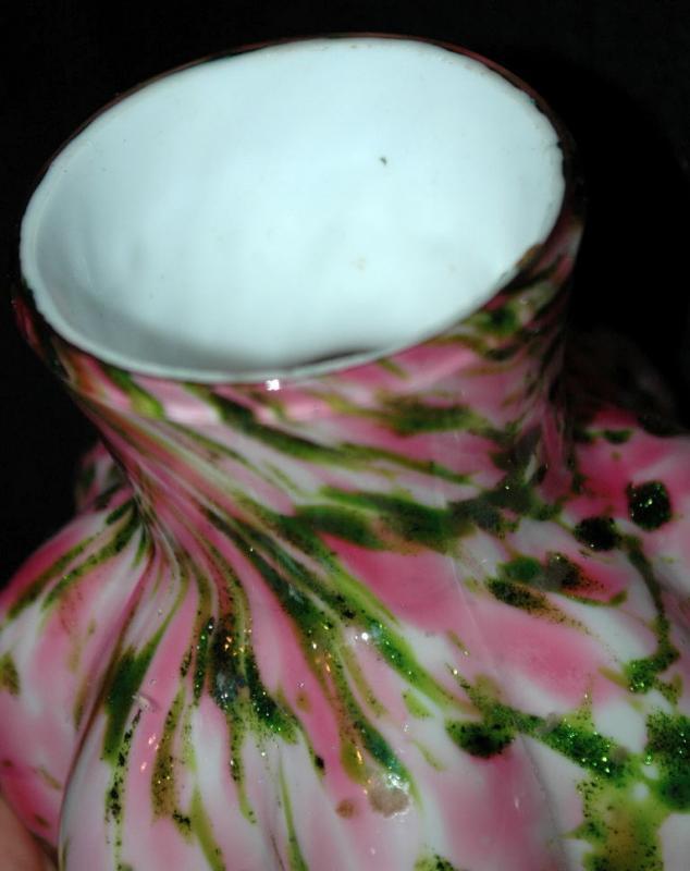 Vintage Fenton Art Glass Vase Vasa Murrhina Rose Aventurine