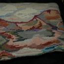 Nice Old Foot Stool with Mountian Landscape Tapestytry