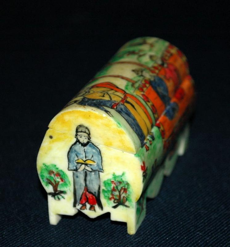 Hand Painted on Camel Bone Persian Trinket Casket or Box