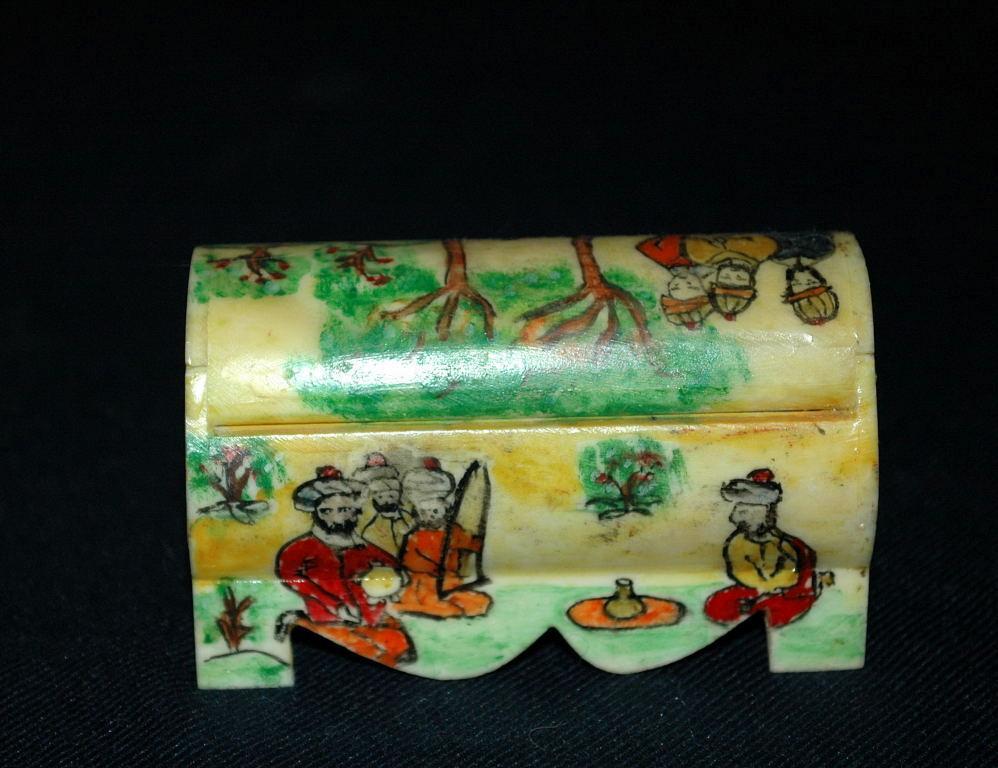 Hand Painted on Camel Bone Persian Trinket Casket or Box