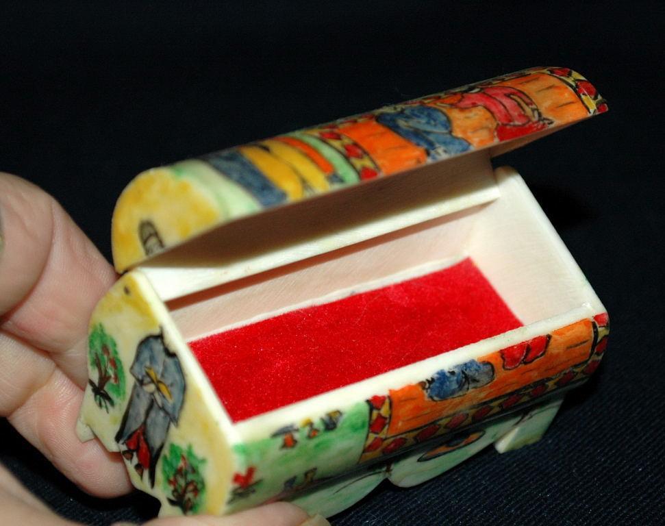 Hand Painted on Camel Bone Persian Trinket Casket or Box
