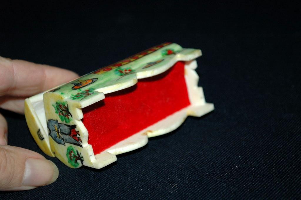 Hand Painted on Camel Bone Persian Trinket Casket or Box