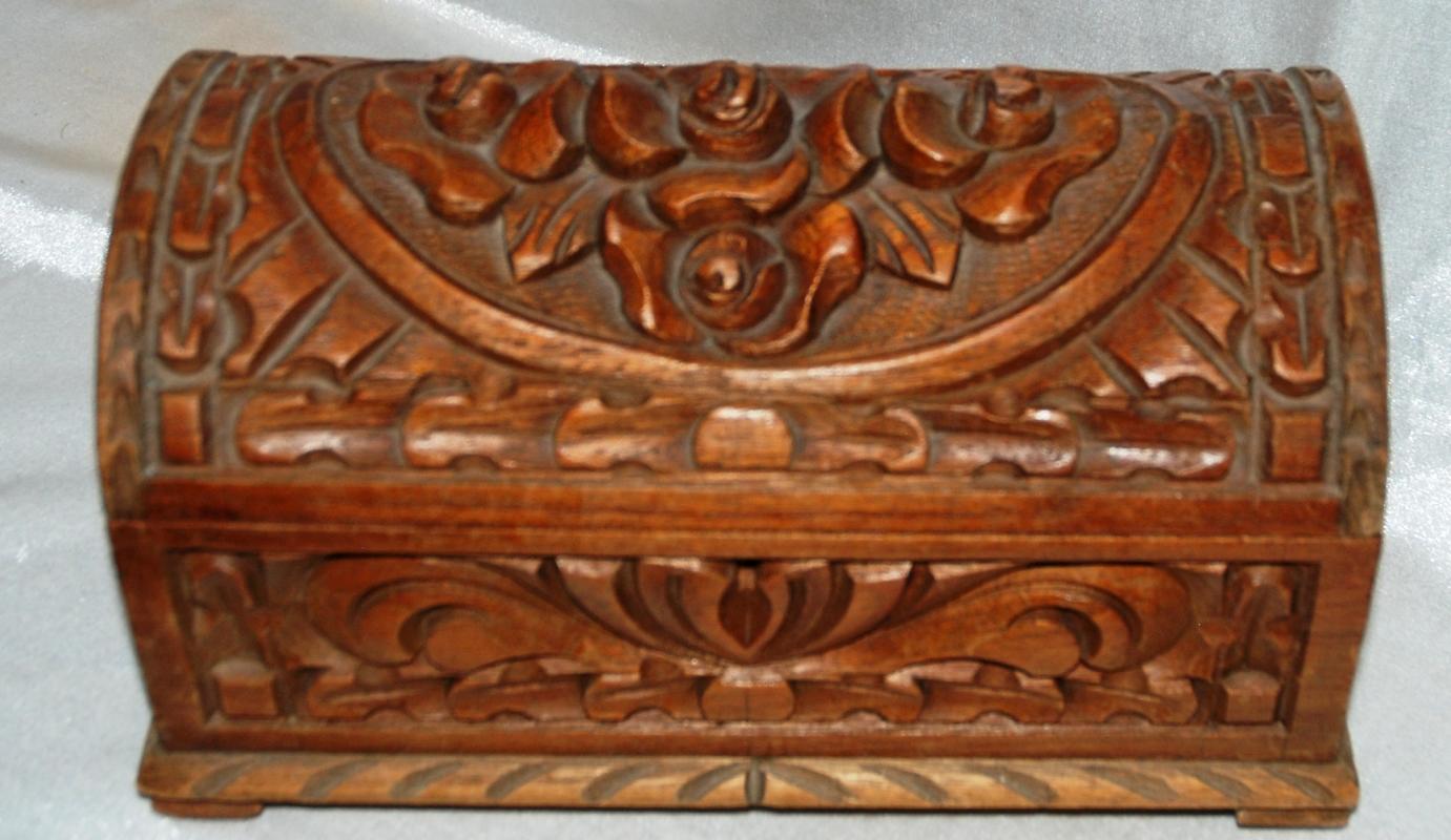 Old Mexico Carved Wood Dome Top Box