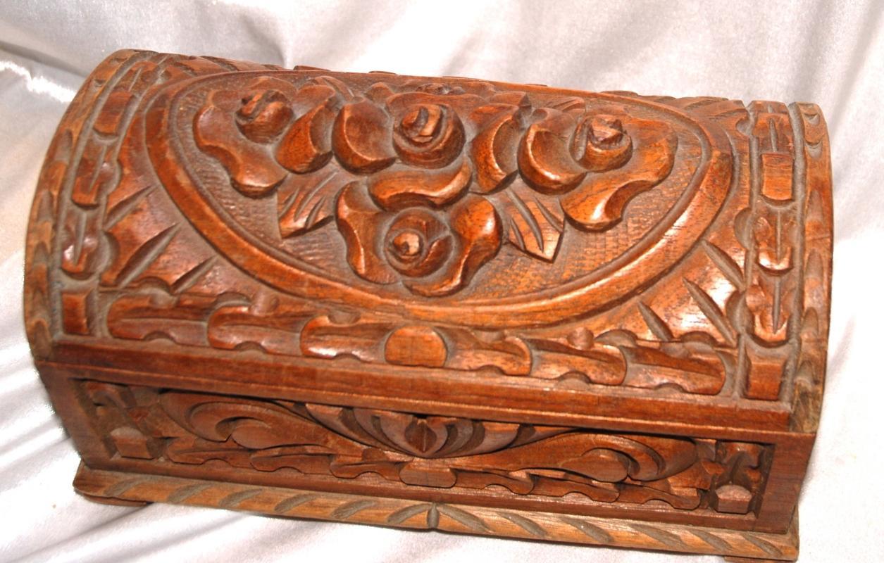 Old Mexico Carved Wood Dome Top Box