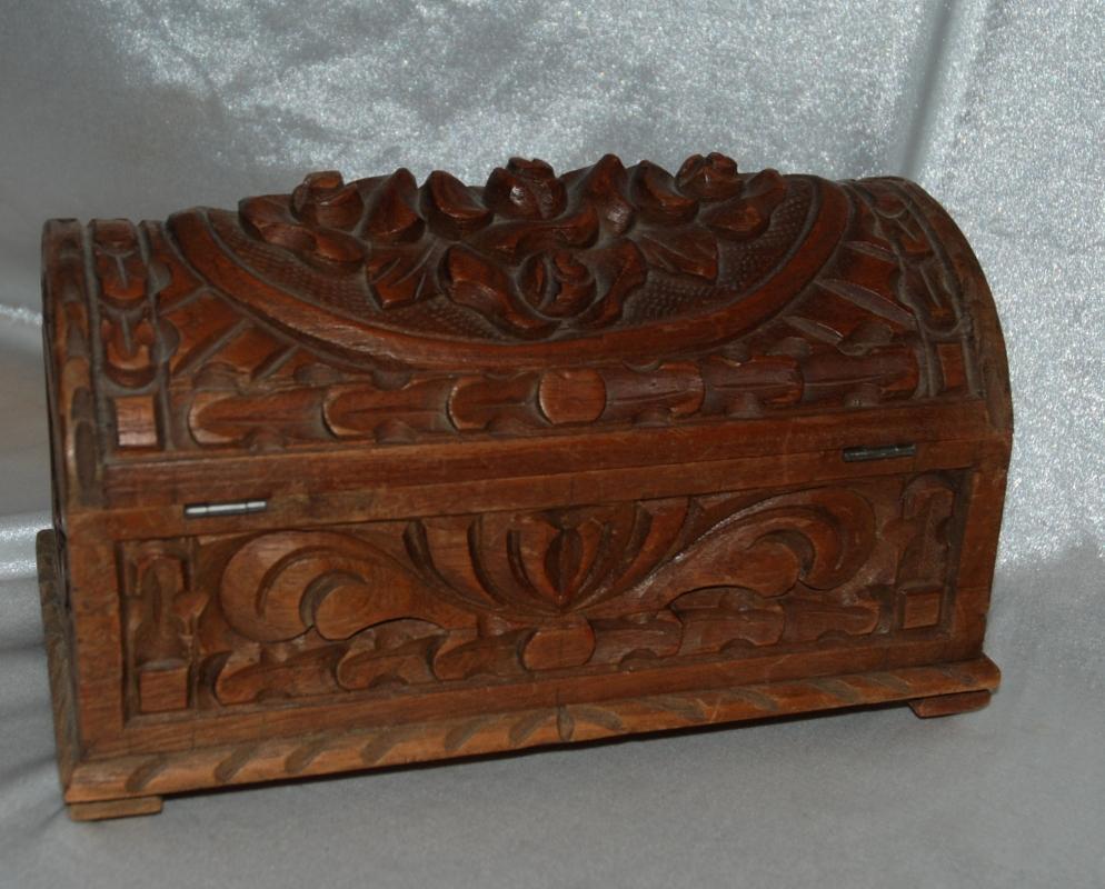 Old Mexico Carved Wood Dome Top Box