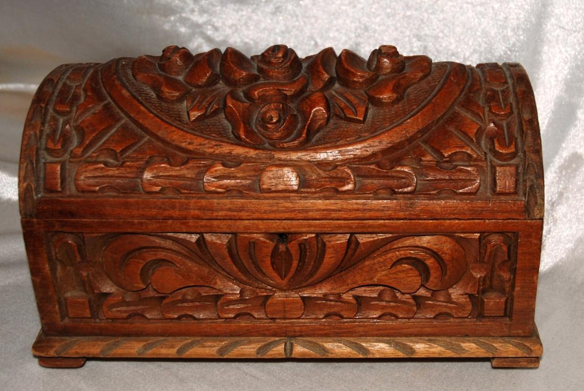 Old Mexico Carved Wood Dome Top Box