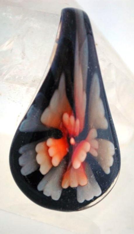 Blown Art Glass Large Flower Drop Pendant