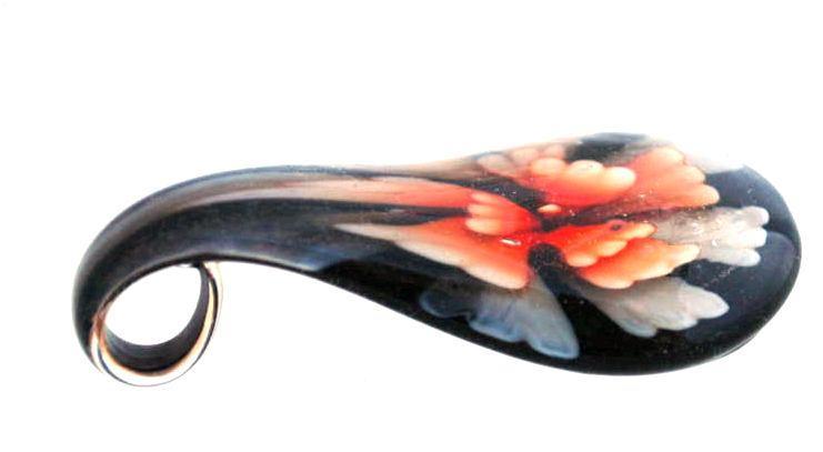 Blown Art Glass Large Flower Drop Pendant