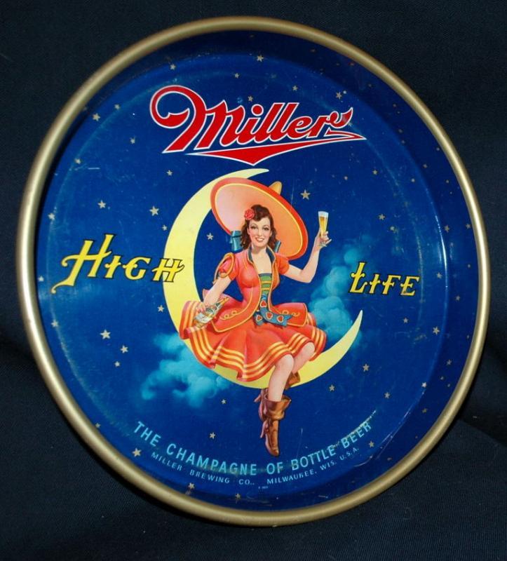 Miller High Life Beer Tray, Girl Sitting on Moon