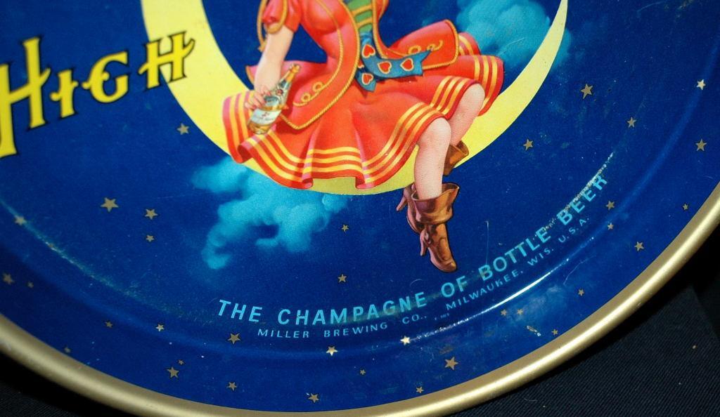 Miller High Life Beer Tray, Girl Sitting on Moon