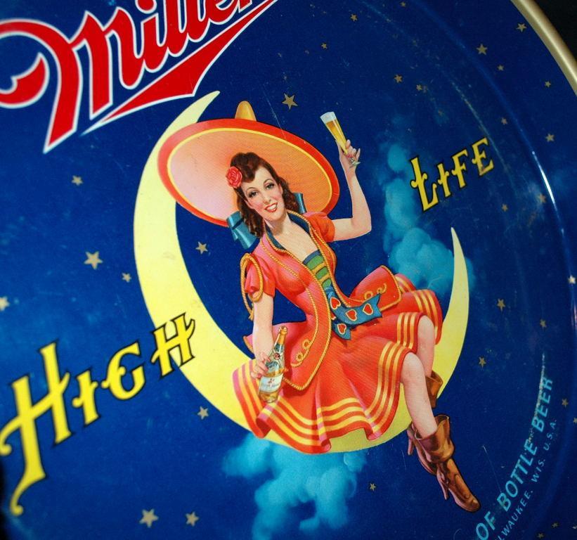 Miller High Life Beer Tray, Girl Sitting on Moon