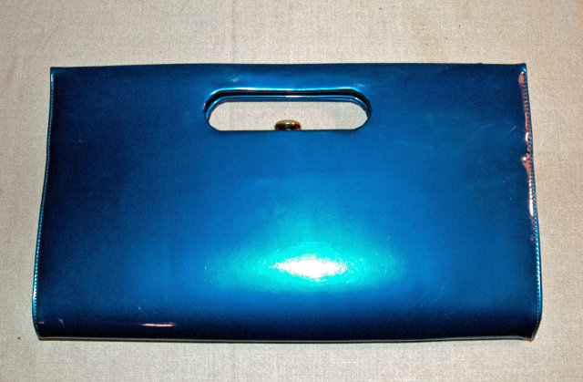 Vinyl Clutch Purse Rich Parrot Feather Blue