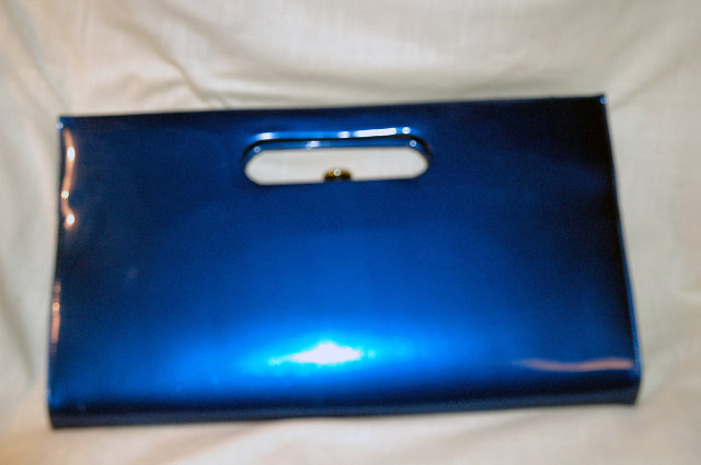 Vinyl Clutch Purse Rich Parrot Feather Blue