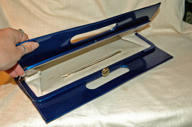 Vinyl Clutch Purse Rich Parrot Feather Blue