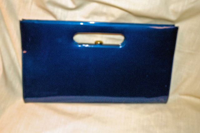 Vinyl Clutch Purse Rich Parrot Feather Blue