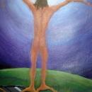 Surreal Painting Naked Tree-Man , Artist Signed