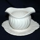 Franciscan Ware Coronado Swirl - Matte White - Very Nice Gravy Boat With Attached Plate