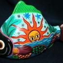 Mexican Talavera Story Fish Sun Pottery Sculpture Decor Hand Painted