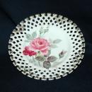 Lefton Reticulated Plate with Hand Painted Rose and Buds