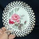 Lefton Reticulated Plate with Hand Painted Rose and Buds