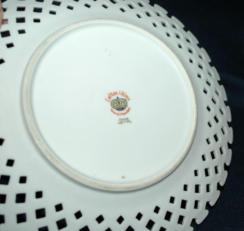Lefton Reticulated Plate with Hand Painted Rose and Buds