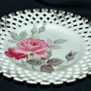 Lefton Reticulated Plate with Hand Painted Rose and Buds