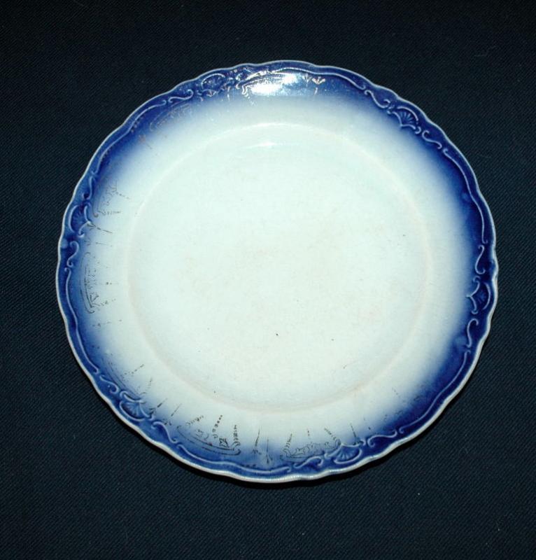 La Francaise Porcelain Flow Blue Plate